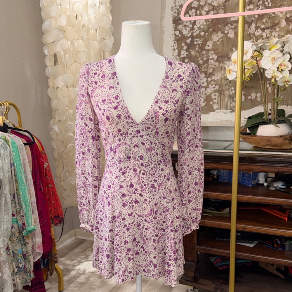Realisation Par  Mystic Purple Floral Long Sleeve Dress